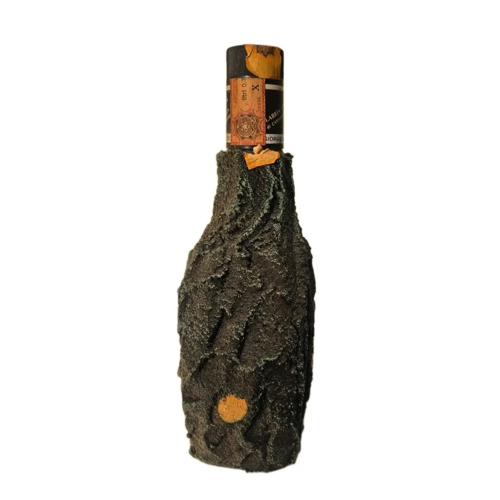 Vintage Giorgio Morgeto Amaro Tutterbe di Calabria Faux Bark Bottle Mid Century